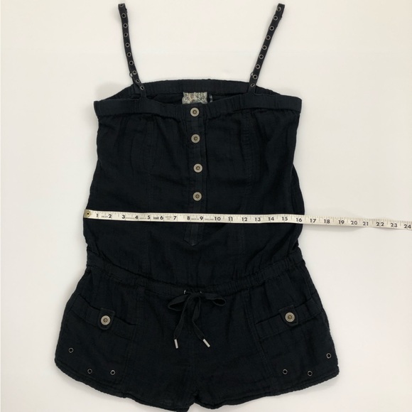 Guess Black Romper Spaghetti Strap Button Front Pocketed One Piece - Picture 15 of 16